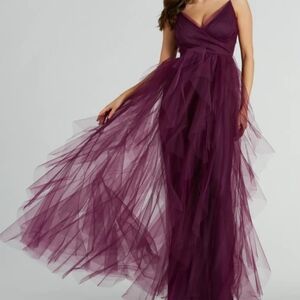 Flowy Tulle Dress Eggplant